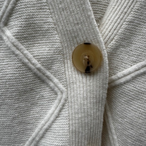 Talbots Cream Diamond Knit Cardigan Lambs Merino Cashmere Blend Big Buttons XS - Picture 11 of 15